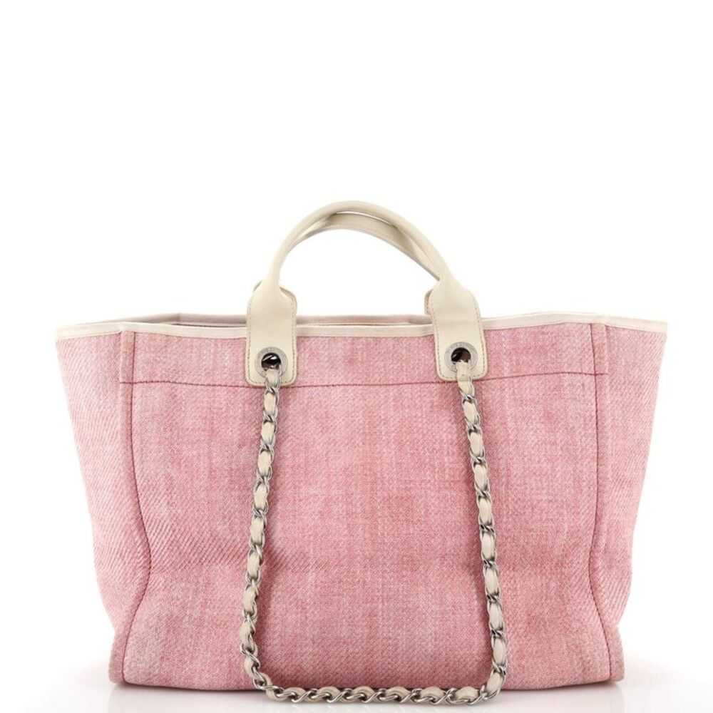 Chanel Deauville Tote Raffia Medium Pink - Picture 3 of 10